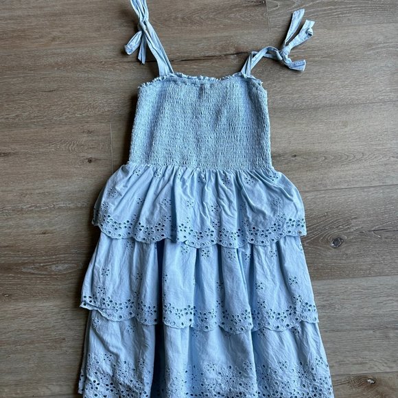 American Eagle AE Eyelet Smocked Tiered Sun Dress Tie Straps XS - Picture 1 of 4